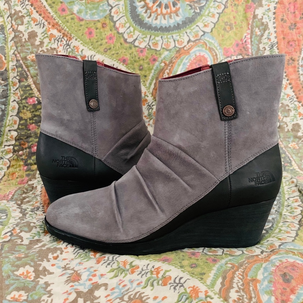 North Face Womens Bridgeton Wedge Zip Gray Boots